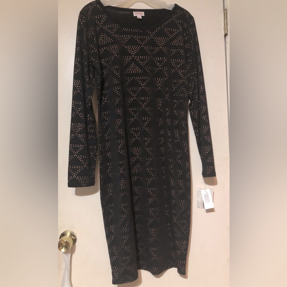 Brand New Lularoe Medium Elegant Black and Copper Geometric Debbie